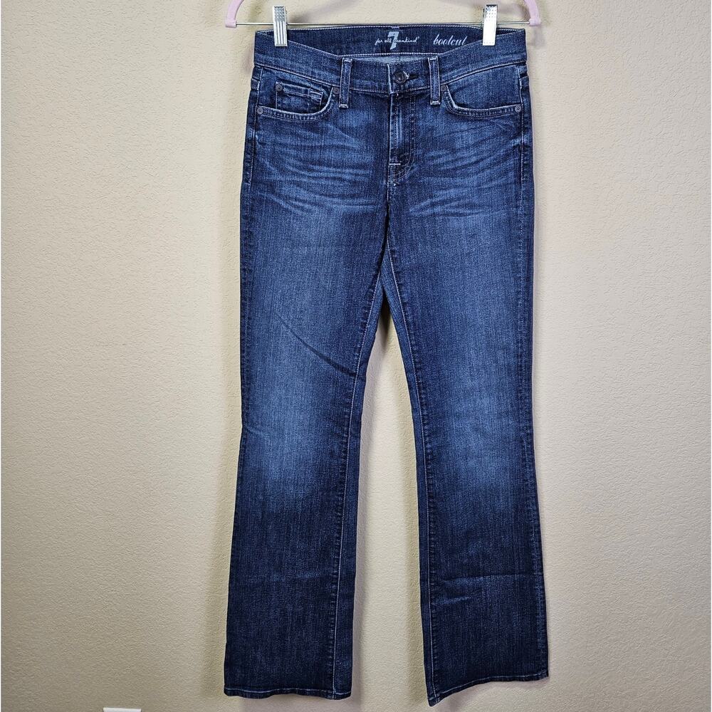 7 For All Mankind Bootcut Jeans Women Low Rise Stretch Denim Blue Western 27 - Picture 3 of 16